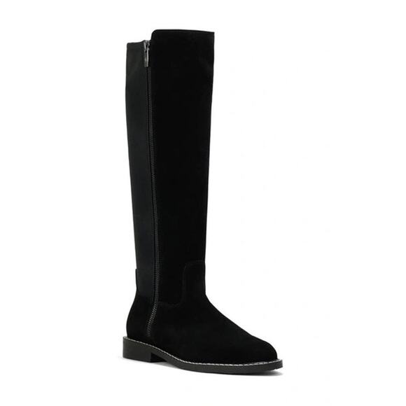 Donald Pliner Islacs Black Knee High Suede Leather Boots Size 5M - Picture 1 of 6